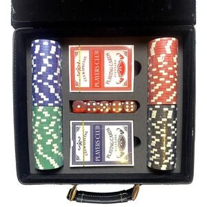 Poker Set Chips Cards Dice Travel‎ Case NEW Sealed